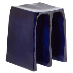 Chouchou Stool, European, Minimalist, Cobalt Glaze, Ceramic, 20th Century