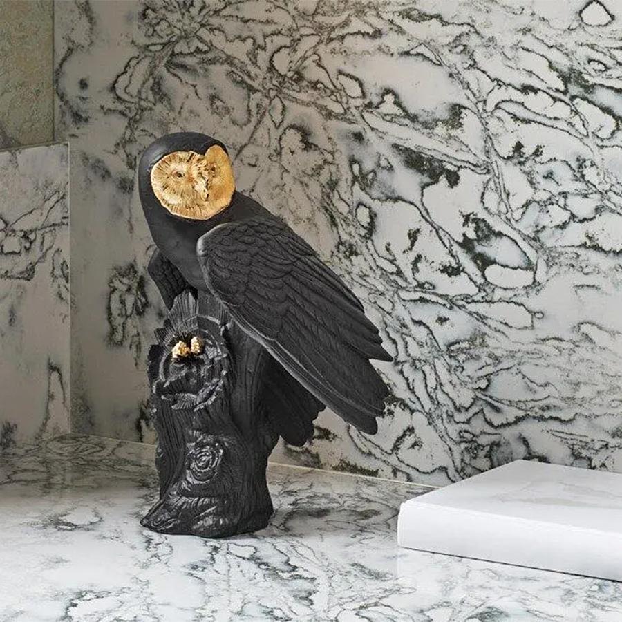 Sculpture noire Chouette en vente 1
