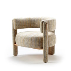 Fauteuil Choux avec tissu Bayes Sunshine et applications en bois naturel