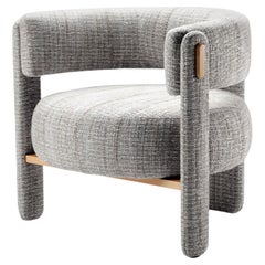 Choux Armchair with Bayes Sunshine Fabric and Natural Wood Applications