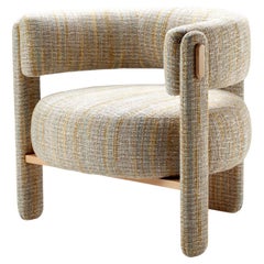 Choux Armchair with Bayes Sunshine Fabric and Natural Wood applications