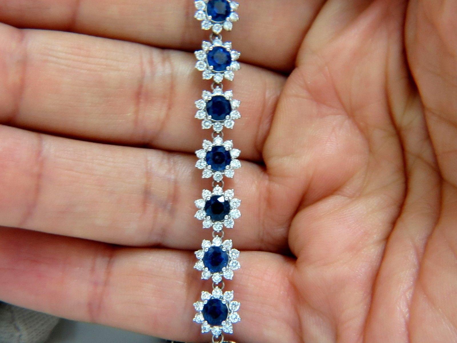 Women's or Men's Chow Tai Fook 9.48 Carat Sapphires 4.25 Carat Diamonds Bracelet 18 Karat Vivid