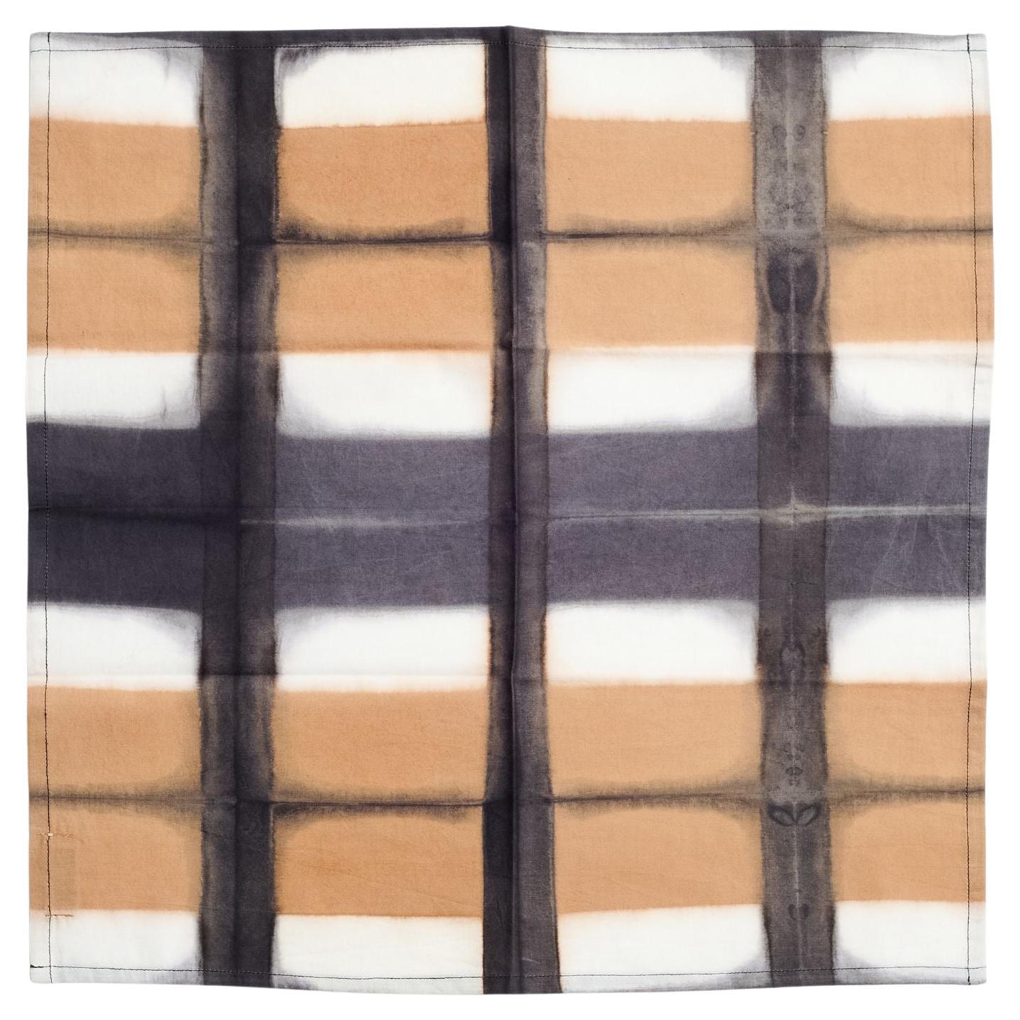 Chowk-Baumwoll-Tischserviergeschirr in Schwarz Beige,  Handgefertigt von Kunsthandwerkern (Set von 4 )