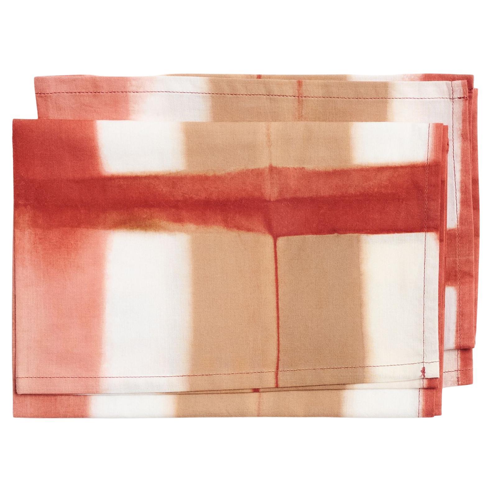 Napkin de table en coton rouge chowk, fabriqué à la main par des artisans (set de 4 serviettes) 