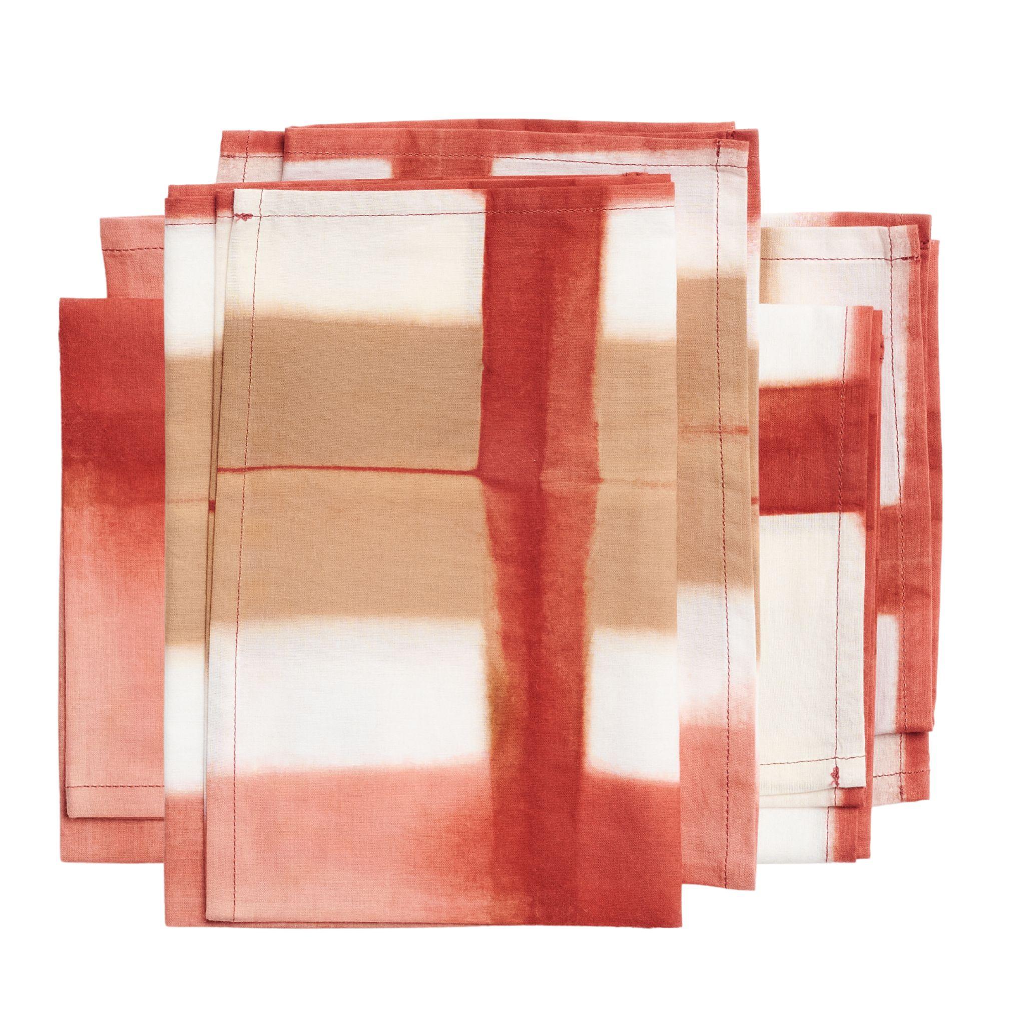 Indian Chowk Red Cotton Table Napkin, Handcrafted By Artisans ( set of 4 napkins ) For Sale