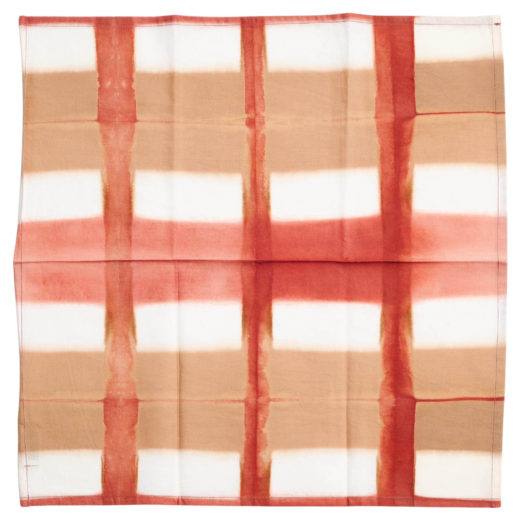 Napkin de table en coton rouge chowk, fabriqué à la main par des artisans (set de 4 serviettes)
