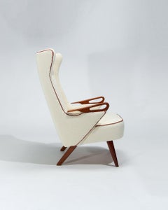 Chresten Findahl Brodersen High Back Lounge Chair Danish Teak 1950s