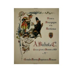Circa 1900 Affiche originale de Herouard A. Bichot & Cie une maison de vin à Beaune