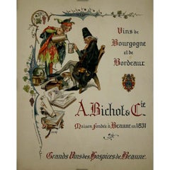 Circa 1900 Original poster by Herouard A. Bichot & Cie a wine house in Beaune