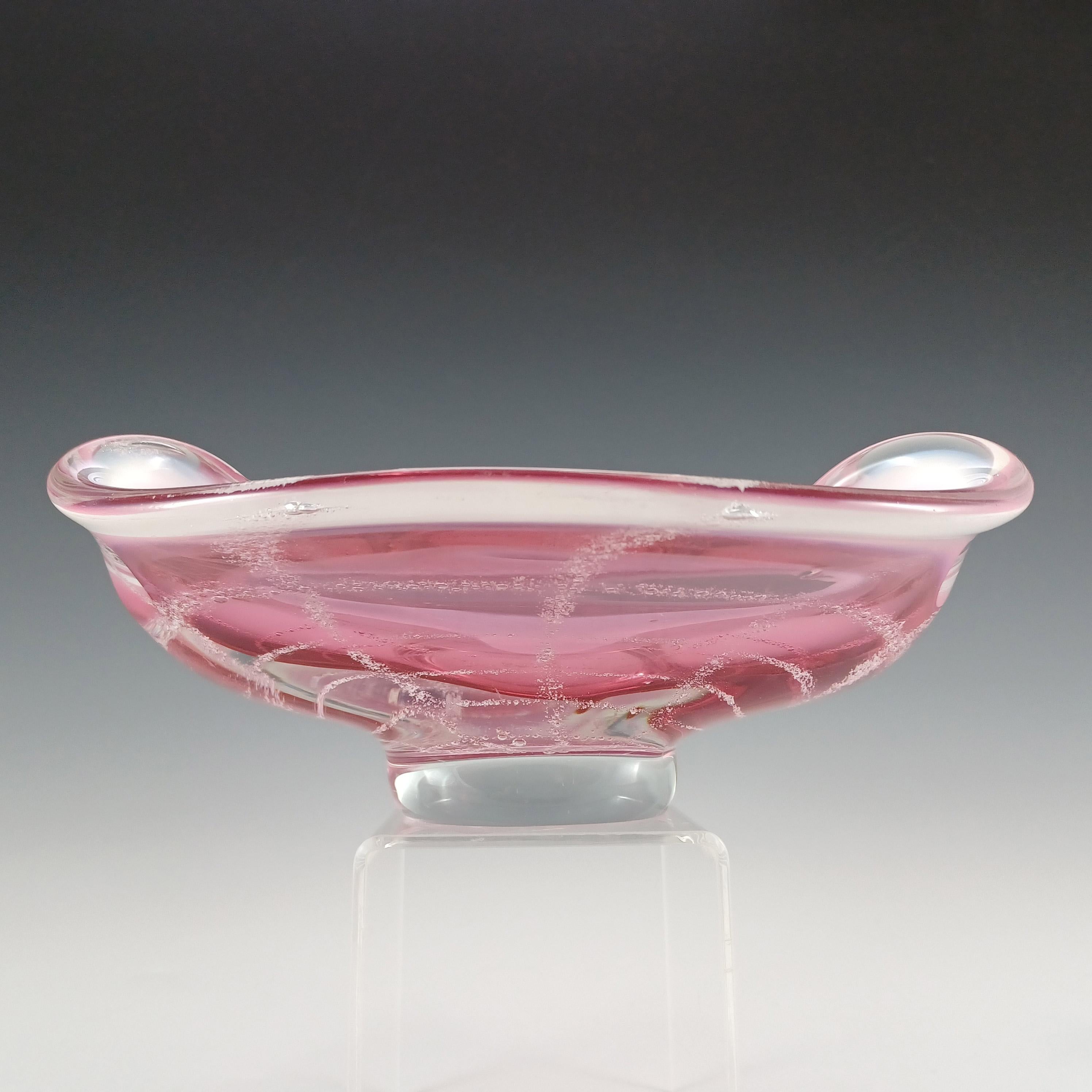 Ceco Chřibská #346/5/18 Ciotola a ragnatela in vetro rosa e bianco ceco in vendita