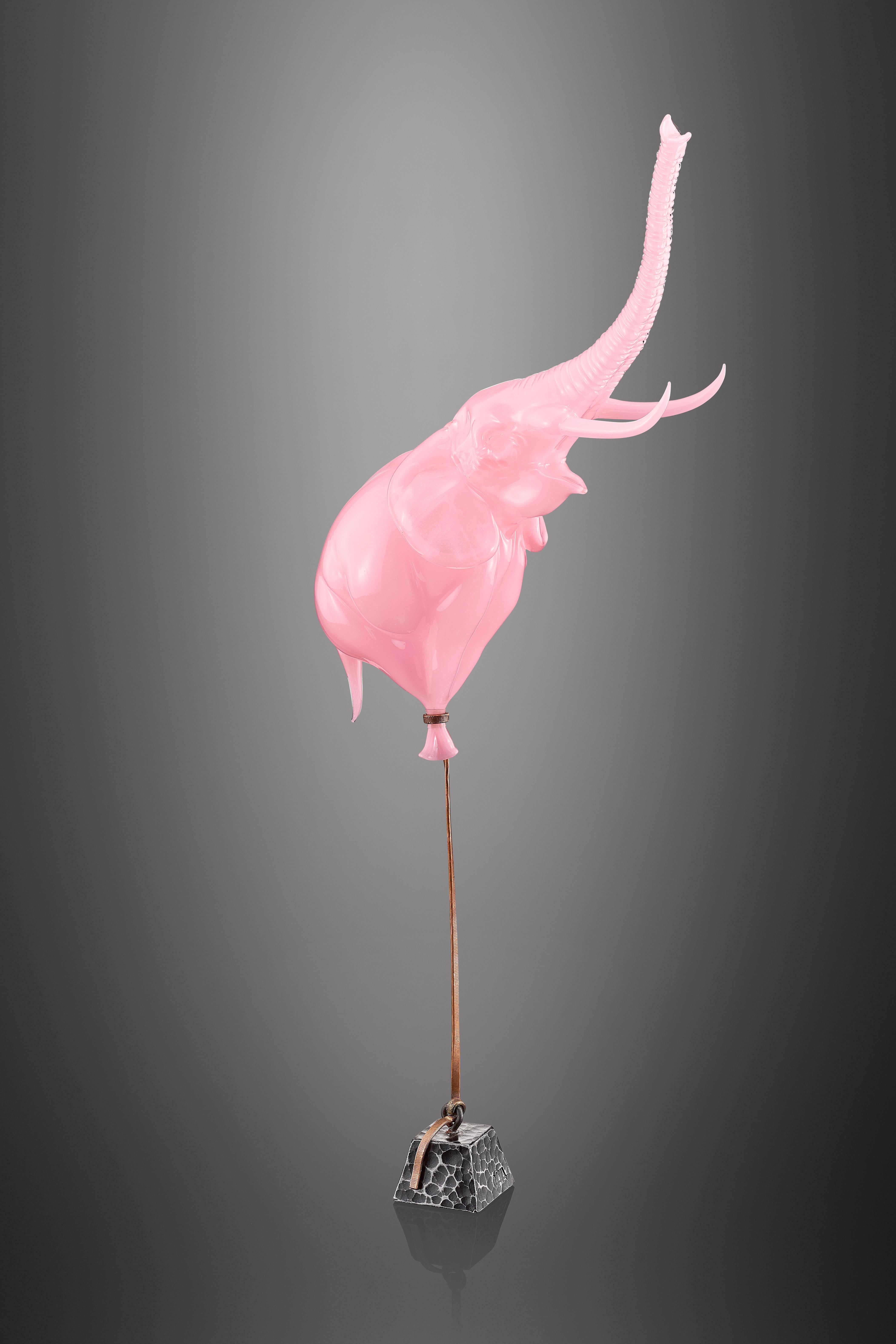 Chris Ahalt Figurative Sculpture - Pink Elephant Balloon