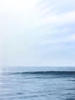 "Daybreak, Highly Realistic Contemporary Water Painting of Morning Ocean & Sky"