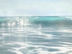 Greens, Highly Realistic Water (Ocean) Painting of Surf in Blue/Green and White
