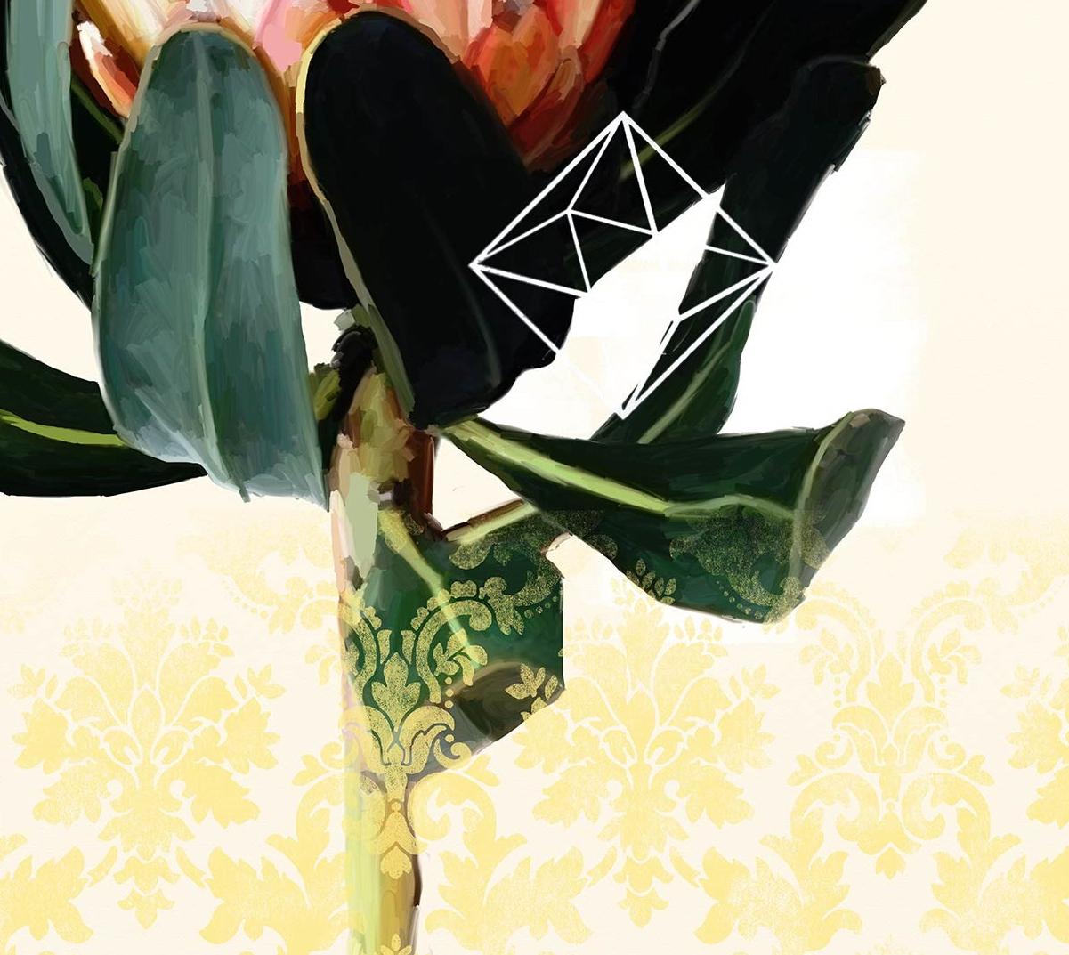 Flower - Graphic Style, Limited Edition Digital Print: Collage/Acrylic.   For Sale 1