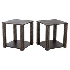 Chris Berlin Ipe and Stainless Steel Tables, Pair