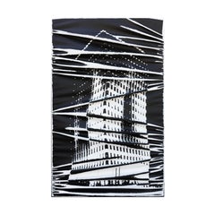 "Moody Midnight" Black and White Architectural Contemporary Painting