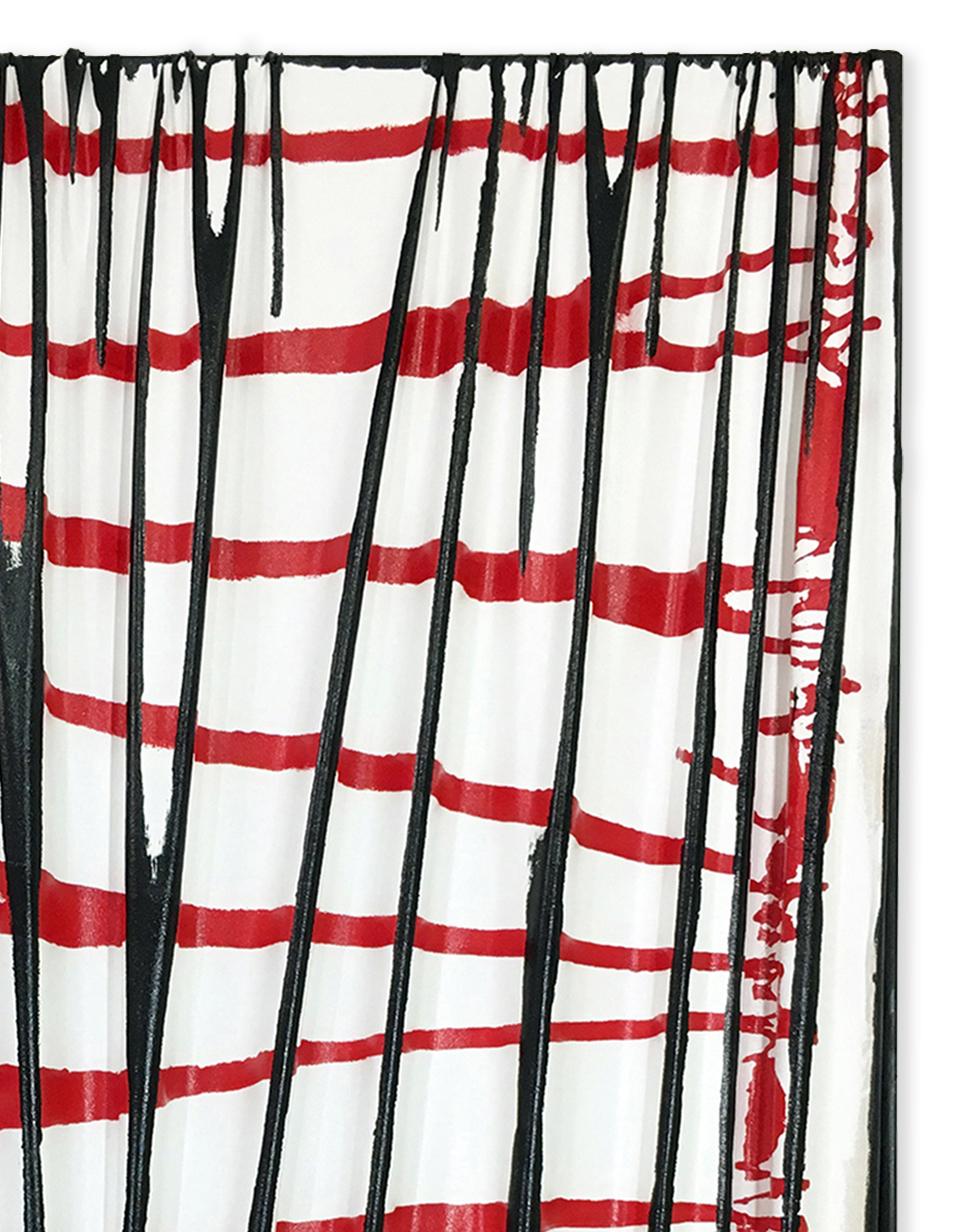 Peinture sculpturale contemporaine rouge, blanche et noire « Sychoactive Frequencies » en vente 1