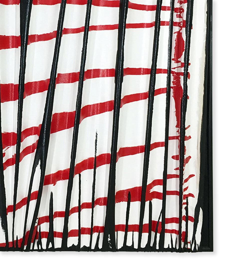 Peinture sculpturale contemporaine rouge, blanche et noire « Sychoactive Frequencies » en vente 3