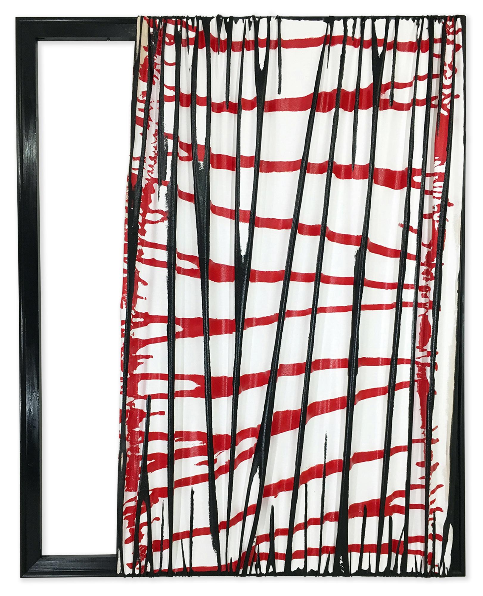 Peinture sculpturale contemporaine rouge, blanche et noire « Sychoactive Frequencies » - Painting de Chris Bexar