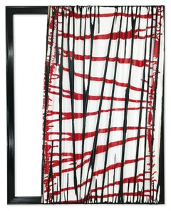 "Psychoactive Frequencies" Red, White & Black Contemporary Sculptural Painting