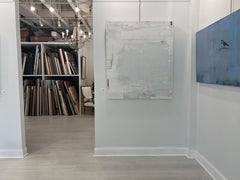 Rust and Plaster by Chris Brandell, Large Contemporary Painting with Blue