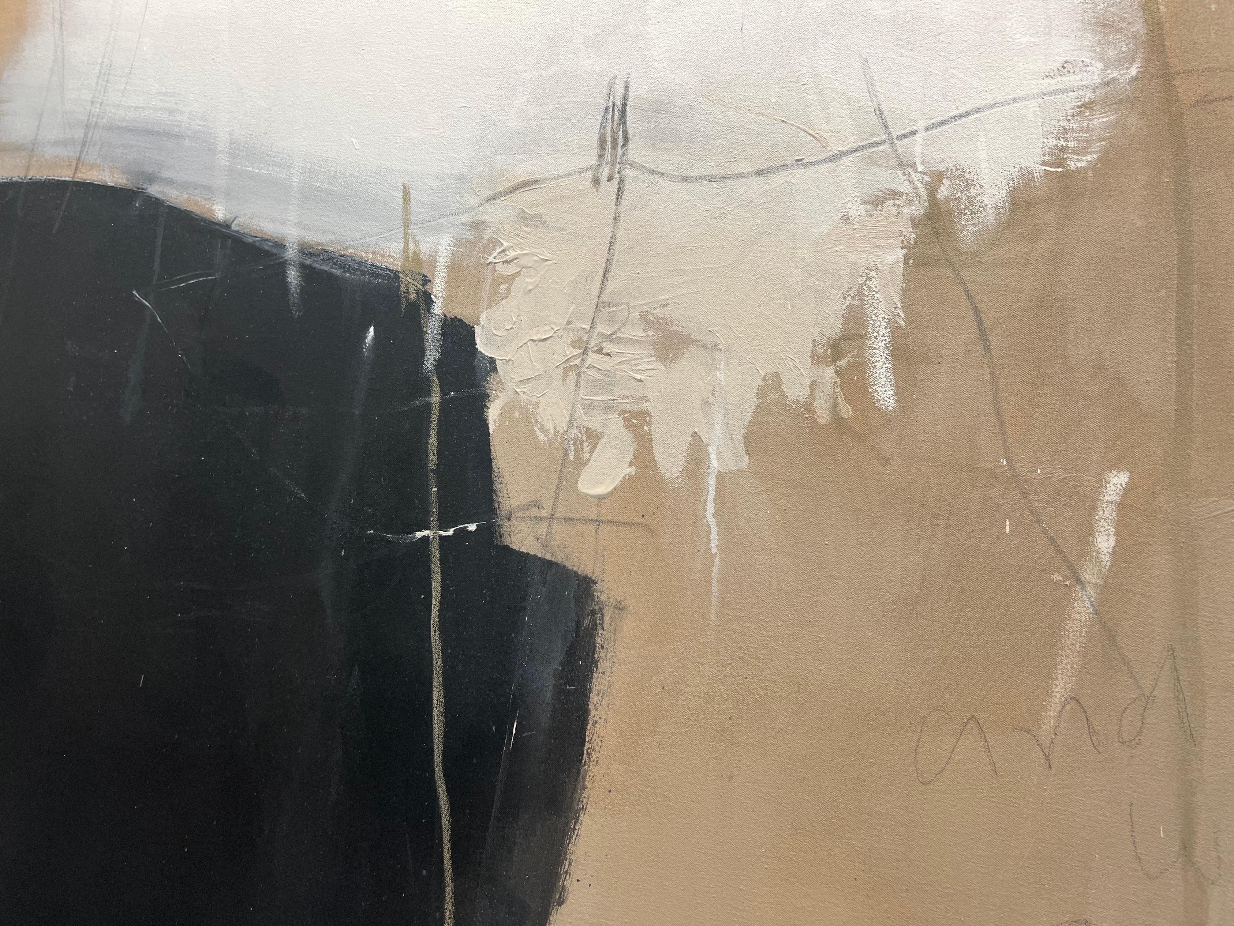 Catrame, cemento e filo spinato di Chris Brandell, pittura contemporanea di grandi dimensioni 6