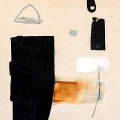 Two Were Fishing 2 di Chris Brandell, Quadro neutro contemporaneo di grandi dimensioni, nero