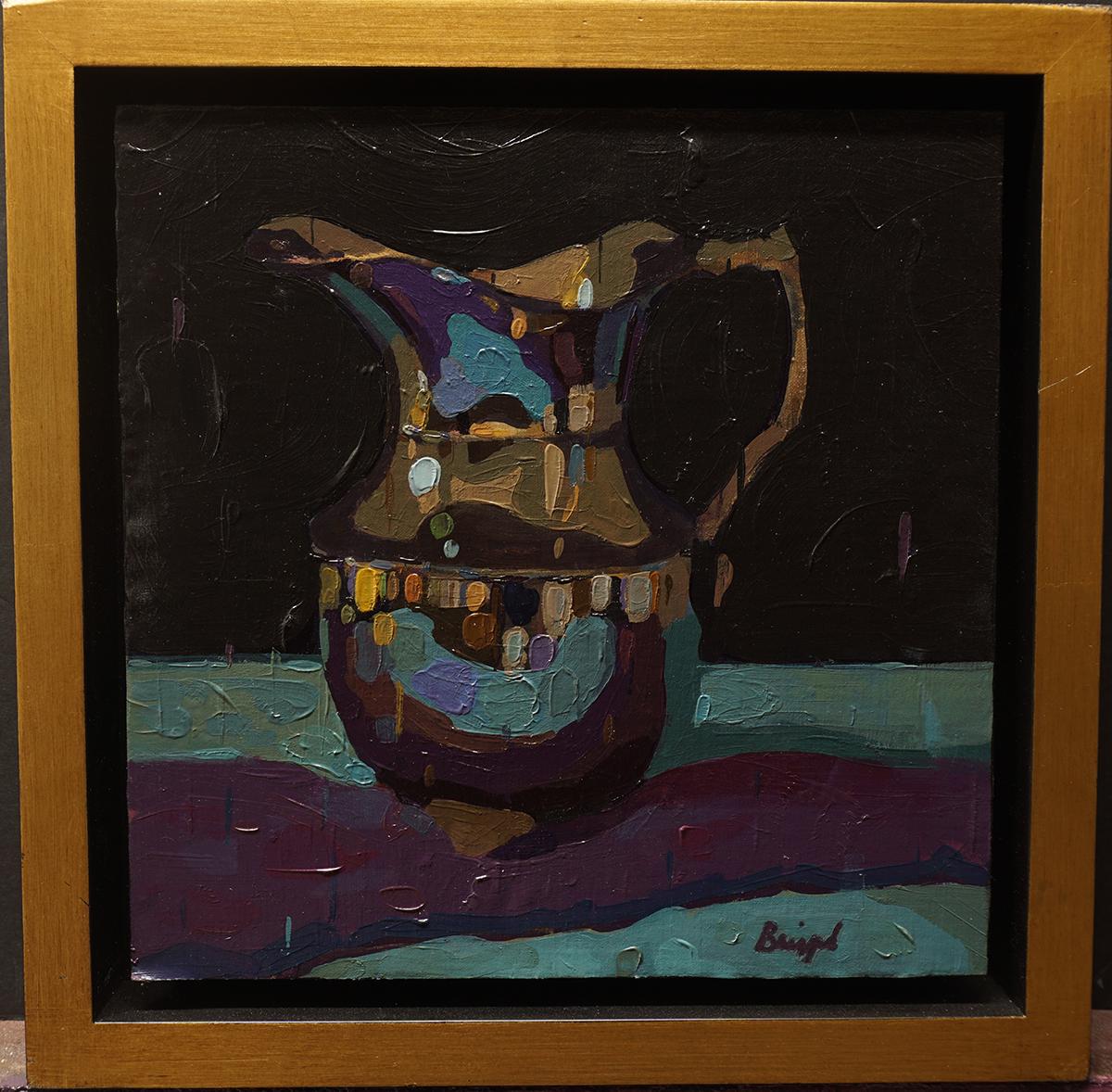 'Silberne Vase in Lila und Blau' von Chris Brizzard, Öl auf Leinengemälde im Angebot 3