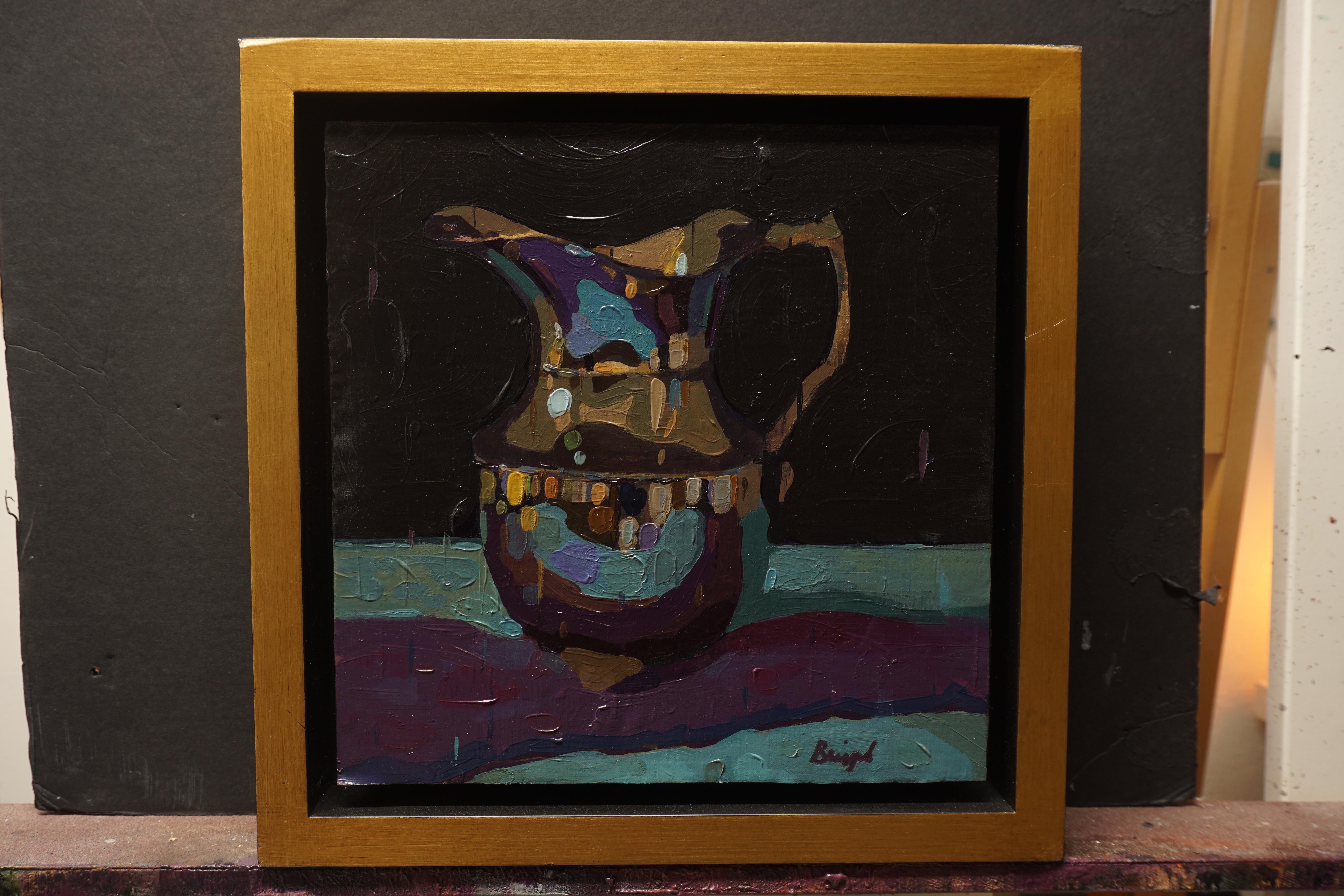 'Silberne Vase in Lila und Blau' von Chris Brizzard, Öl auf Leinengemälde im Angebot 8