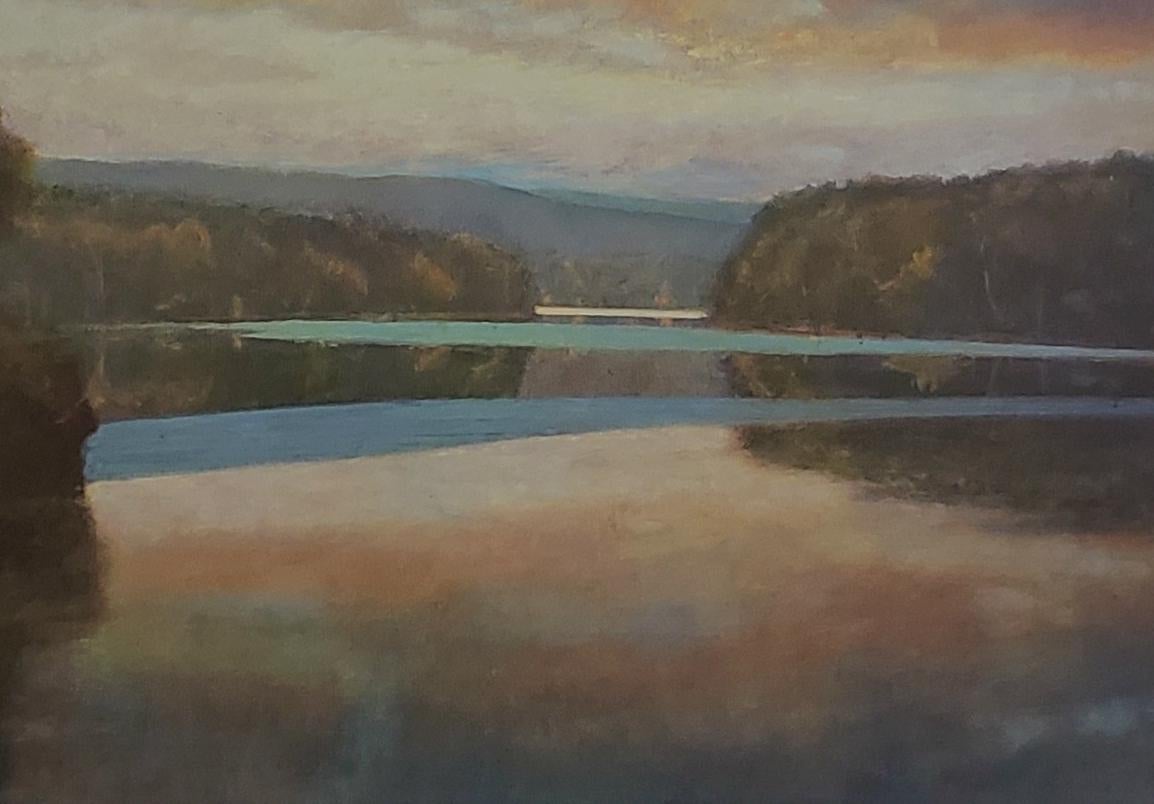 Reflections  American Luminism, Texas  Louisiana Landscapes, ethereal landscapes - Black Landscape Painting by Chris Burkholder