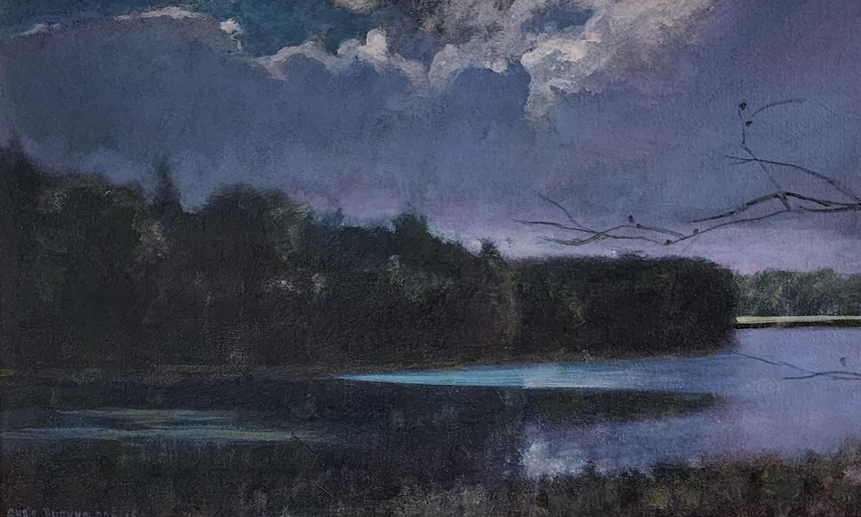 Reflections is one on the artist's paintings in the style of Luminism. Known for his ethereal landscapes, Chris Burkholder’s style can be described as American Luminism. Luminism is an art style characterized by the realistic depiction of light and