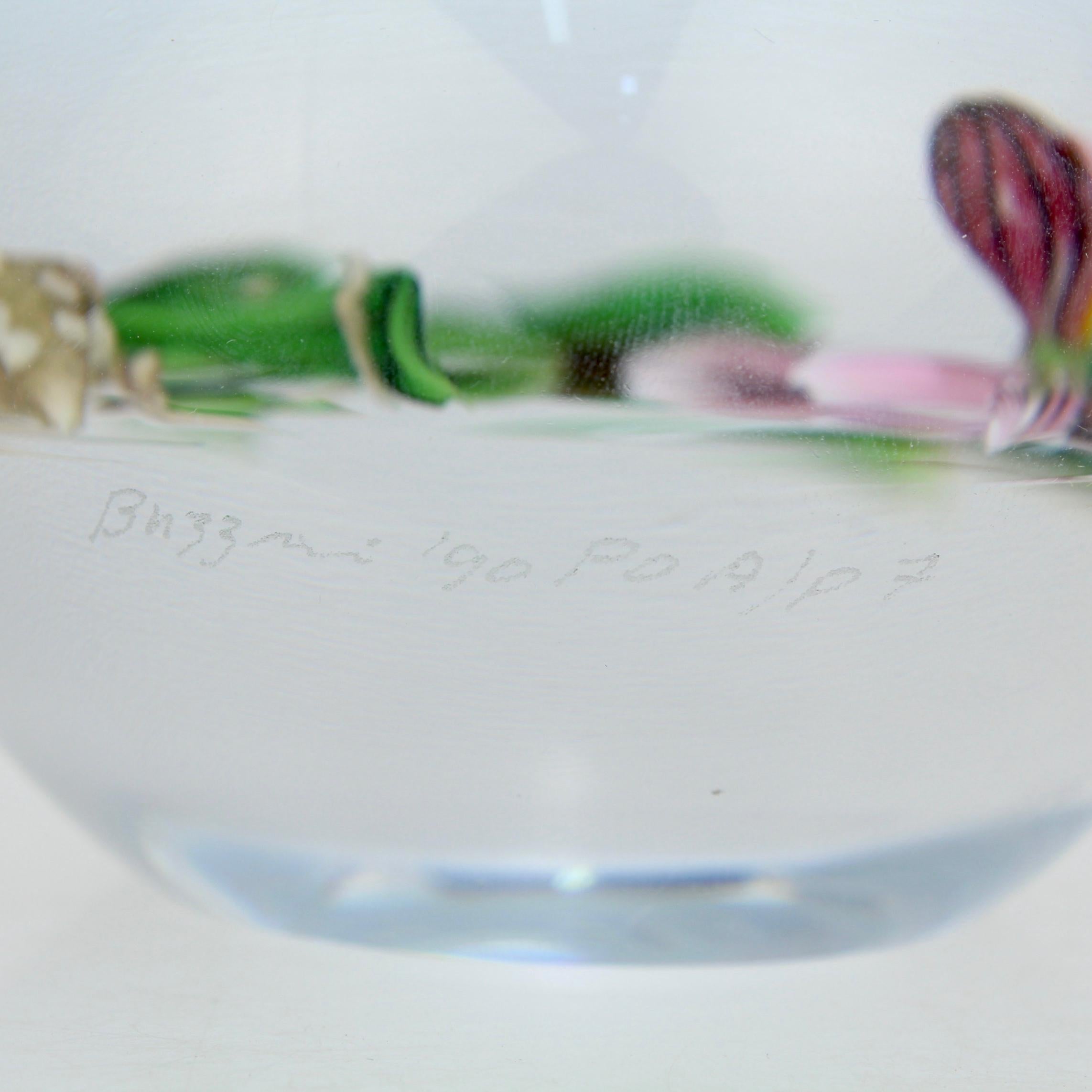 Chris Buzzini Artist-Proof Orchid Flower and Roots Art Glass Paperweight For Sale 3