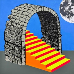 "Untitled (Barrel Vault and Moon)" Contemporary Abstract Staircase Landscape