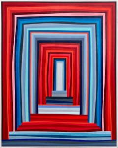 "Untitled (Large Fluorescent Red and Blue Portal)" Contemporary Landscape