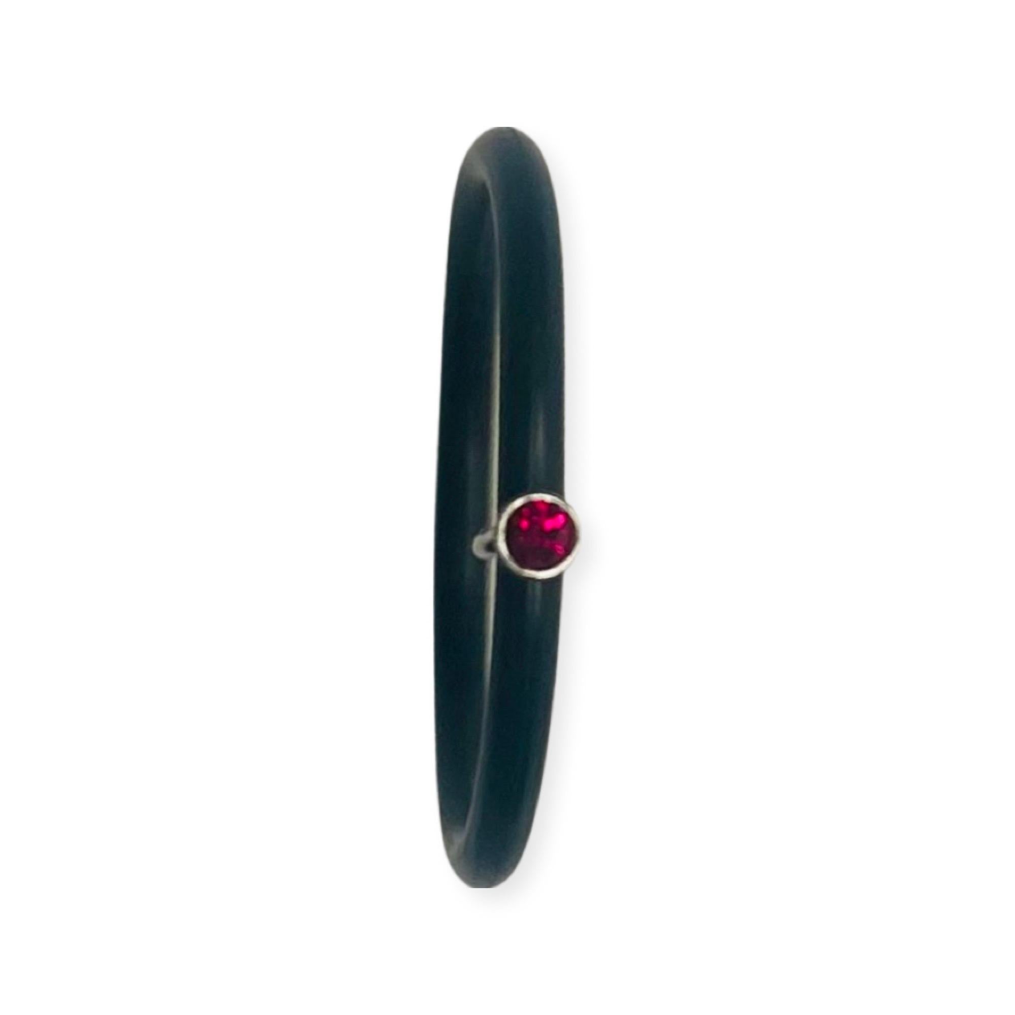 Contemporary Chris Correia Platinum Natural Ruby Rubber Ring For Sale