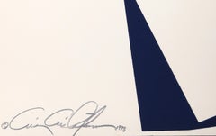 Rectangles bleus, sérigraphie géométrique abstraite de Cris Cristofaro 1978