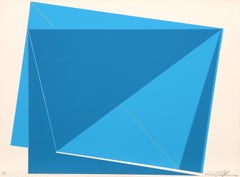 Blue Rectangles, Geometric Abstract Silkscreen by Cristofaro