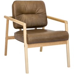 Chris Earl Natural Oak, Olive Leather Moresby Armchair