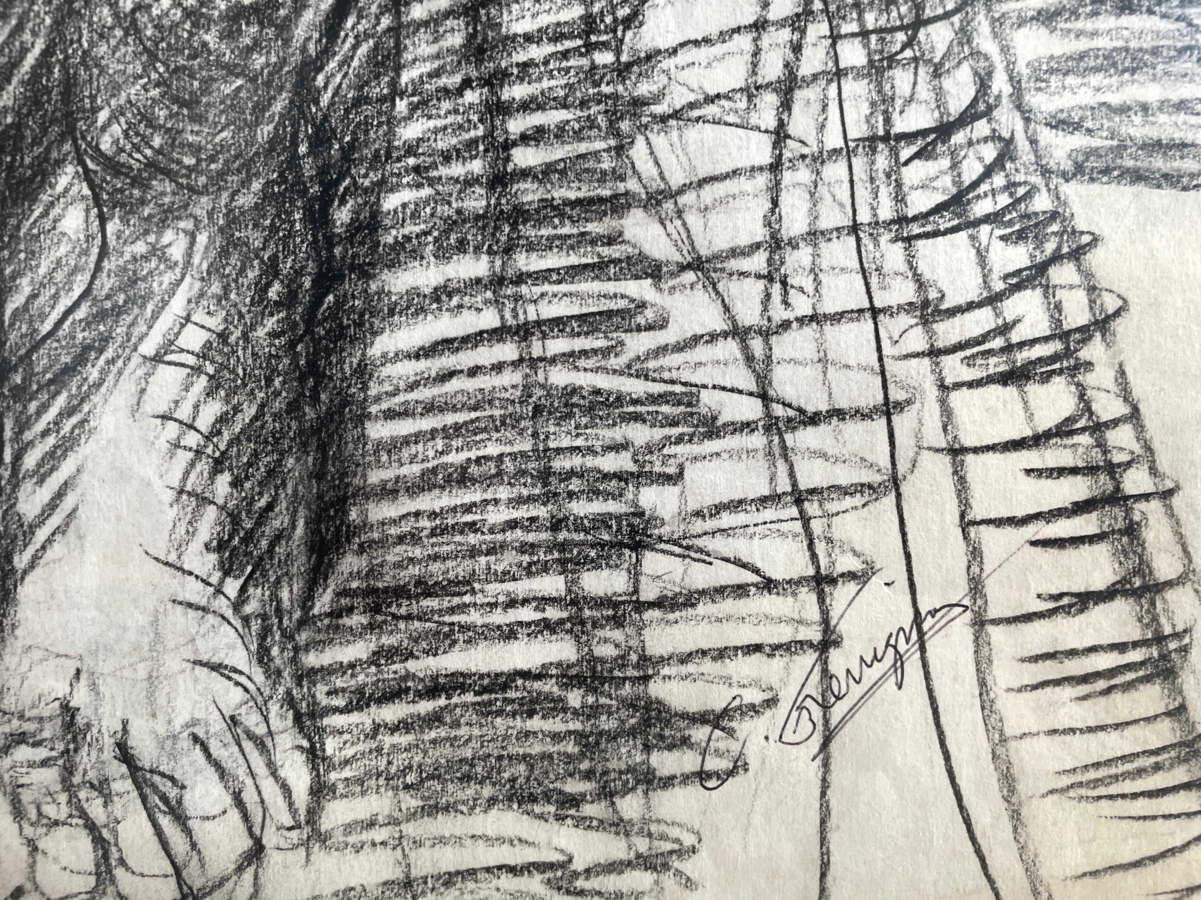 Pondering' de Chris Ferrigno - Desnudo femenino figurativo - Lápiz sobre papel en venta 2