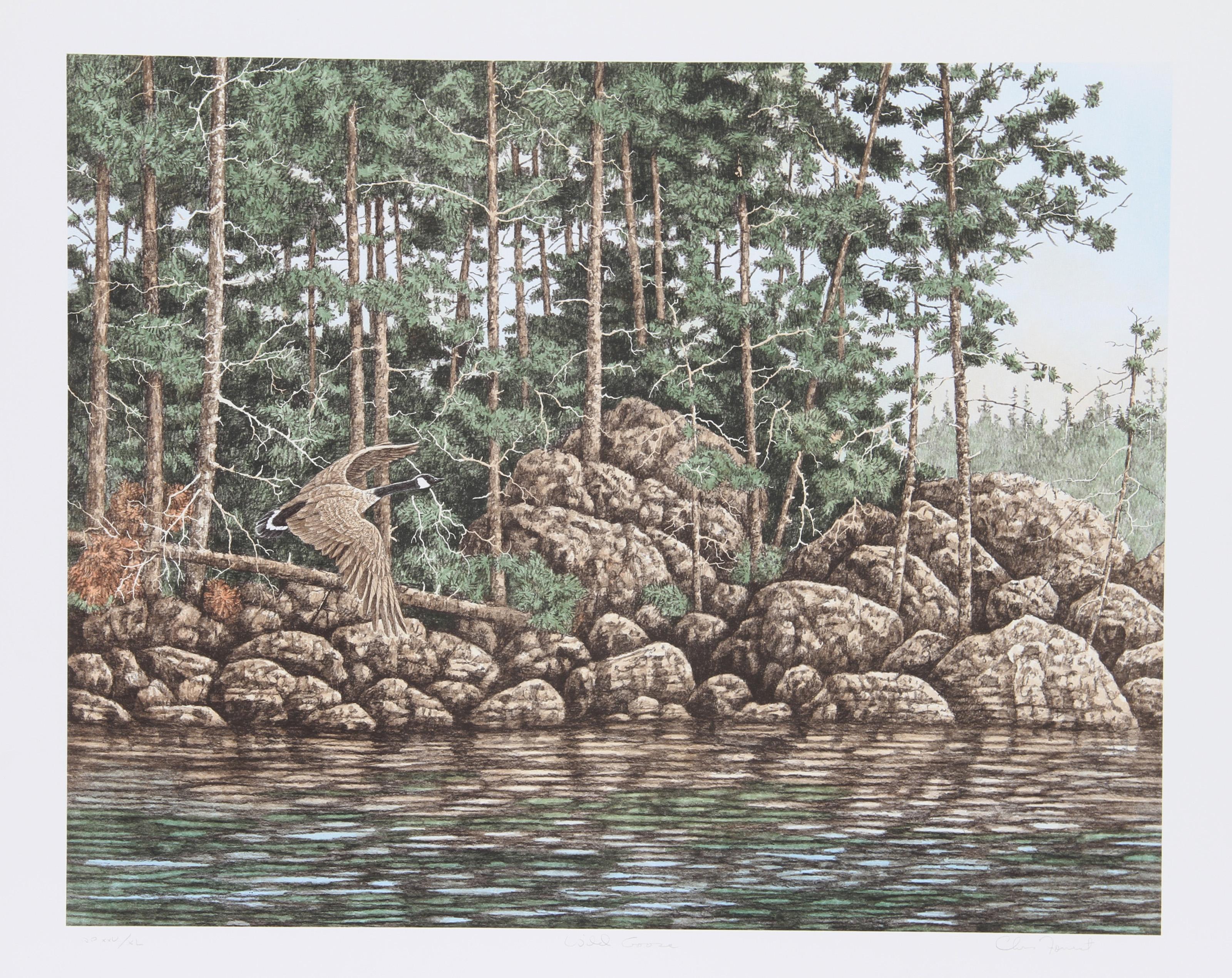 Wild Geese, American Realist Lithograph by Chris Forrest