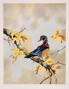 Canard en bois, lithographie réaliste américaine de Chris Forrest
