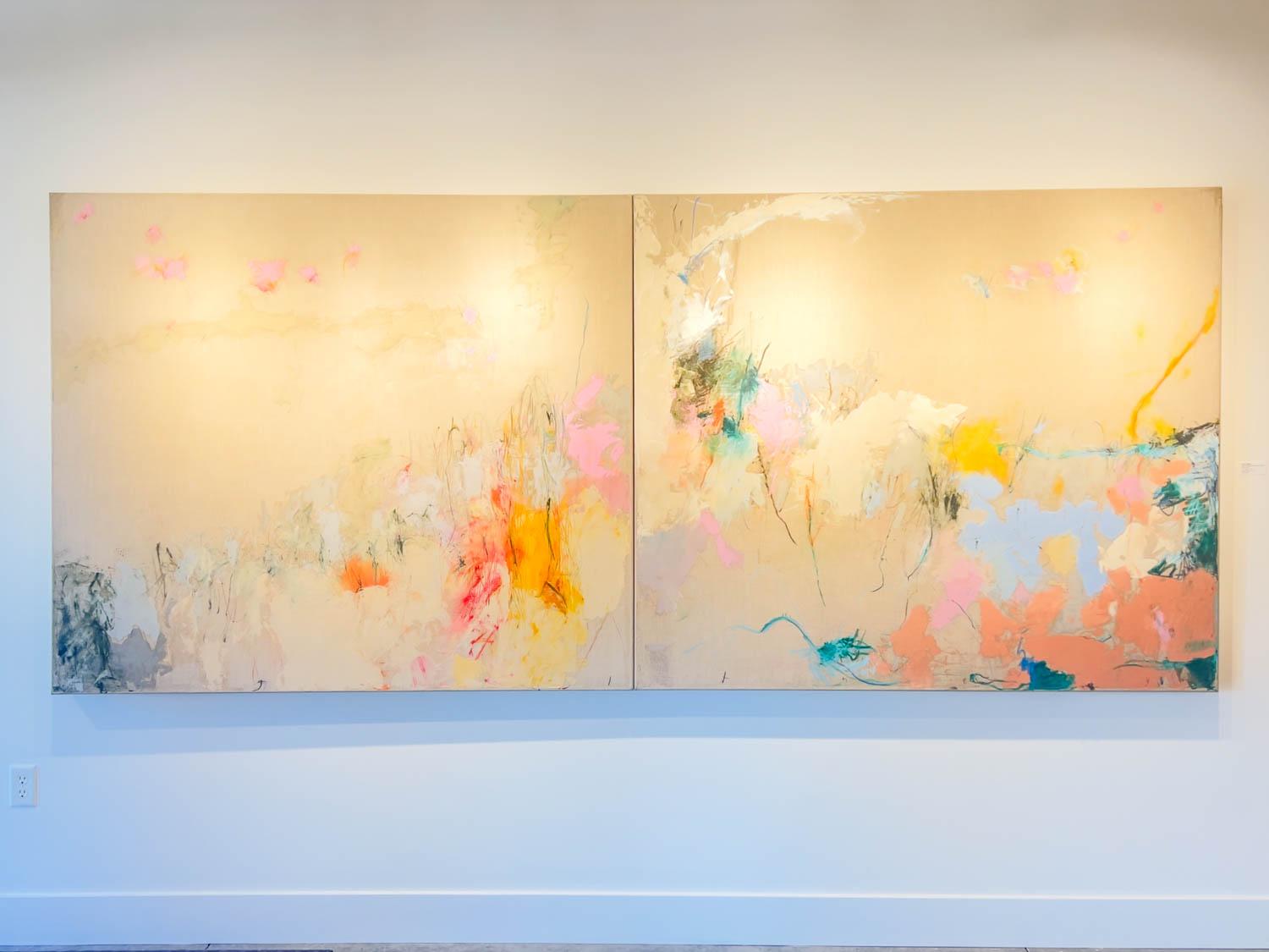 Chris Gwaltney Abstract Painting - Howls Restrained by Decorum - Large Abstract Oil Painting Diptych 