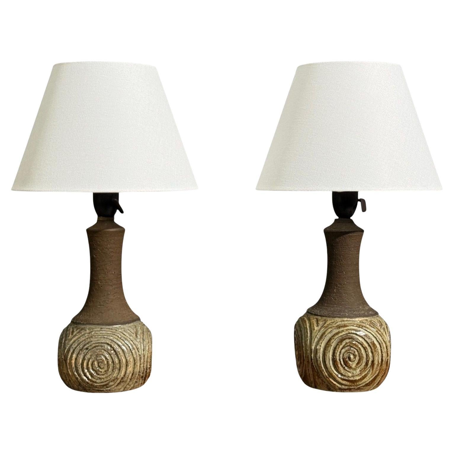 Chris Haslev, Table Lamps, Stoneware, Denmark, 1960s For Sale