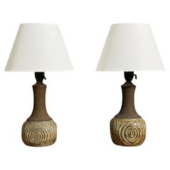 Chris Haslev, Table Lamps, Stoneware, Denmark, 1960s