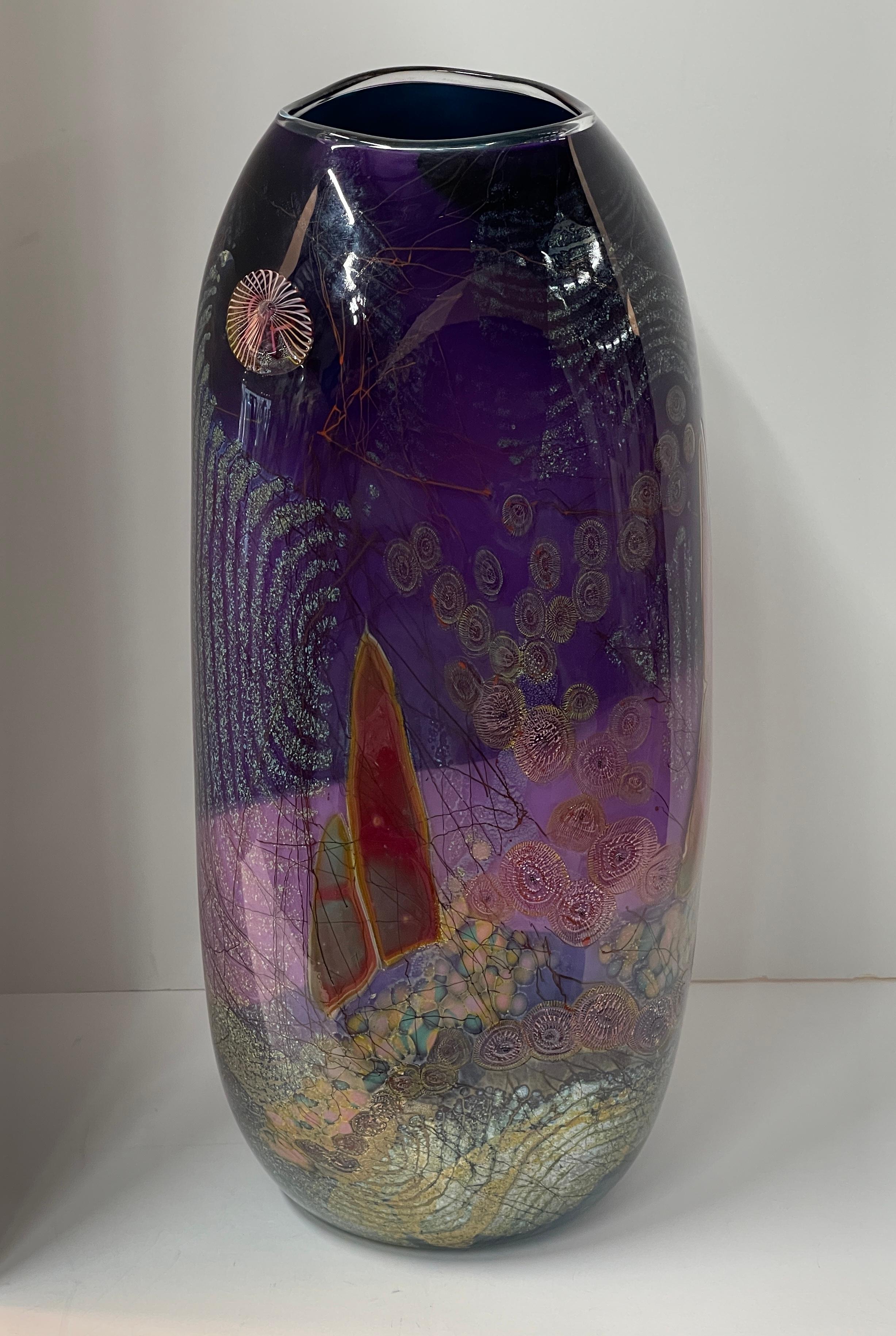 Fait main Vase en verre d'art Chris Hawthorne en vente