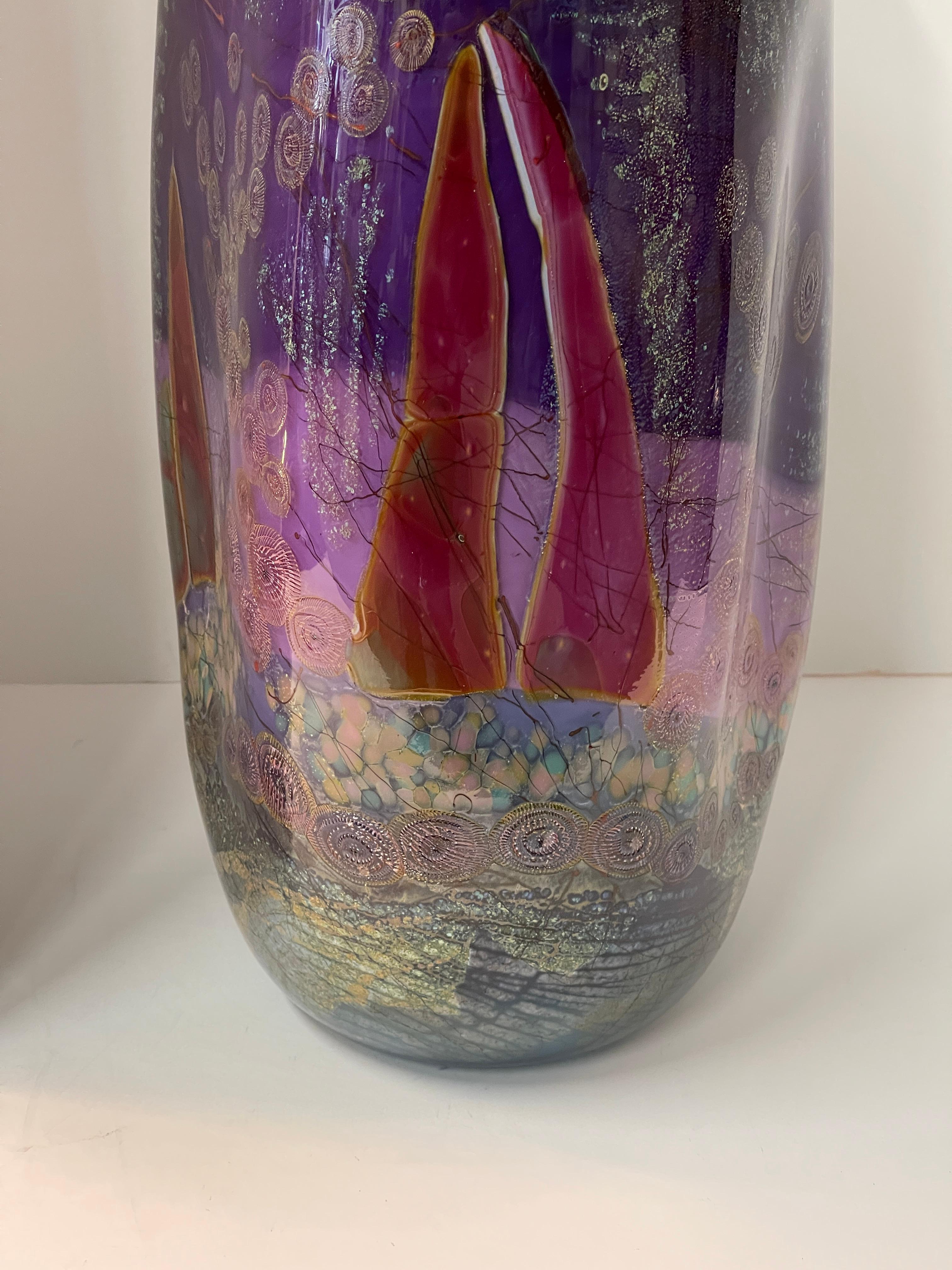 Verre d'art Vase en verre d'art Chris Hawthorne en vente