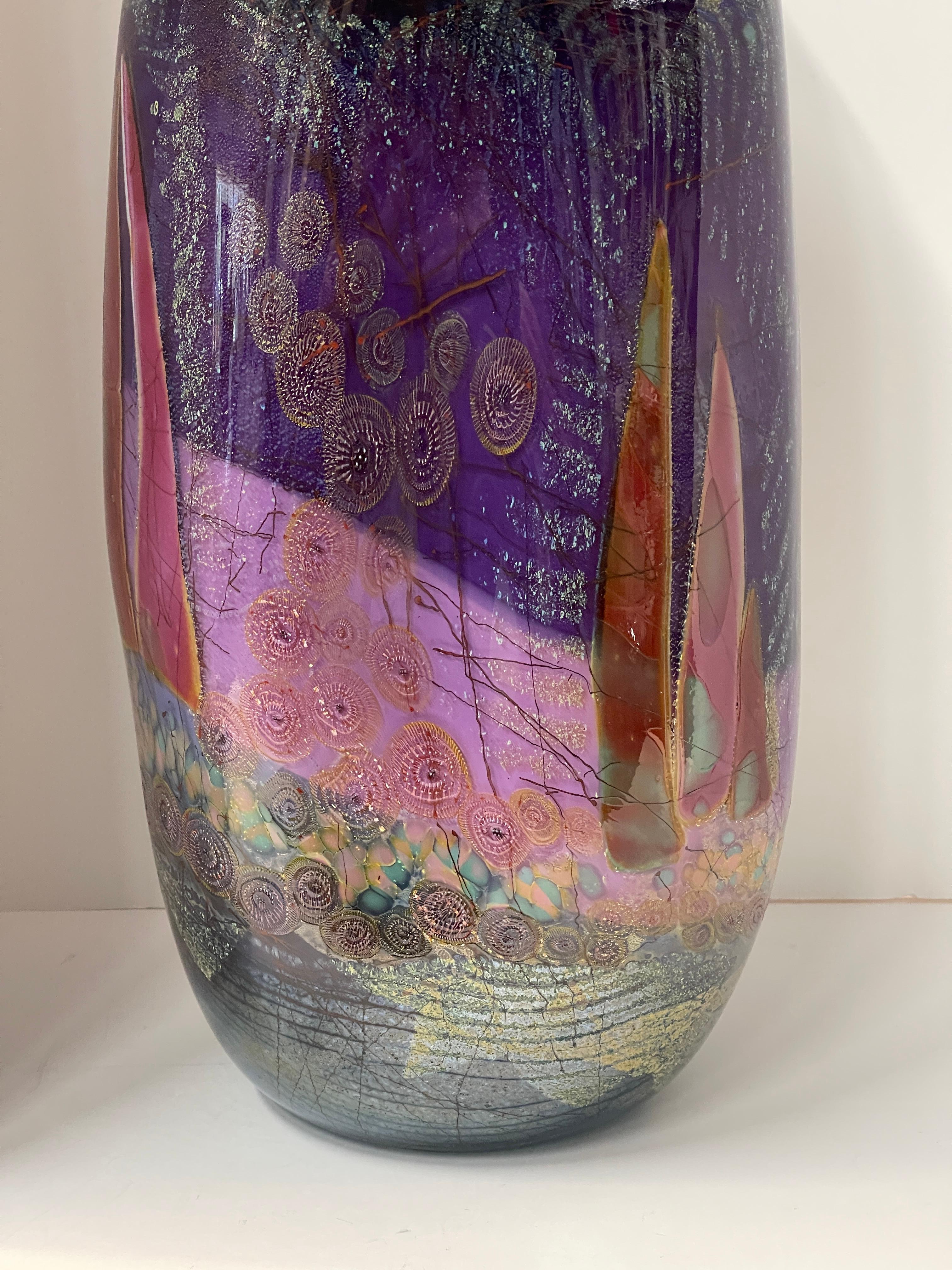 Contemporary Chris Hawthorne Art Glass Vase For Sale