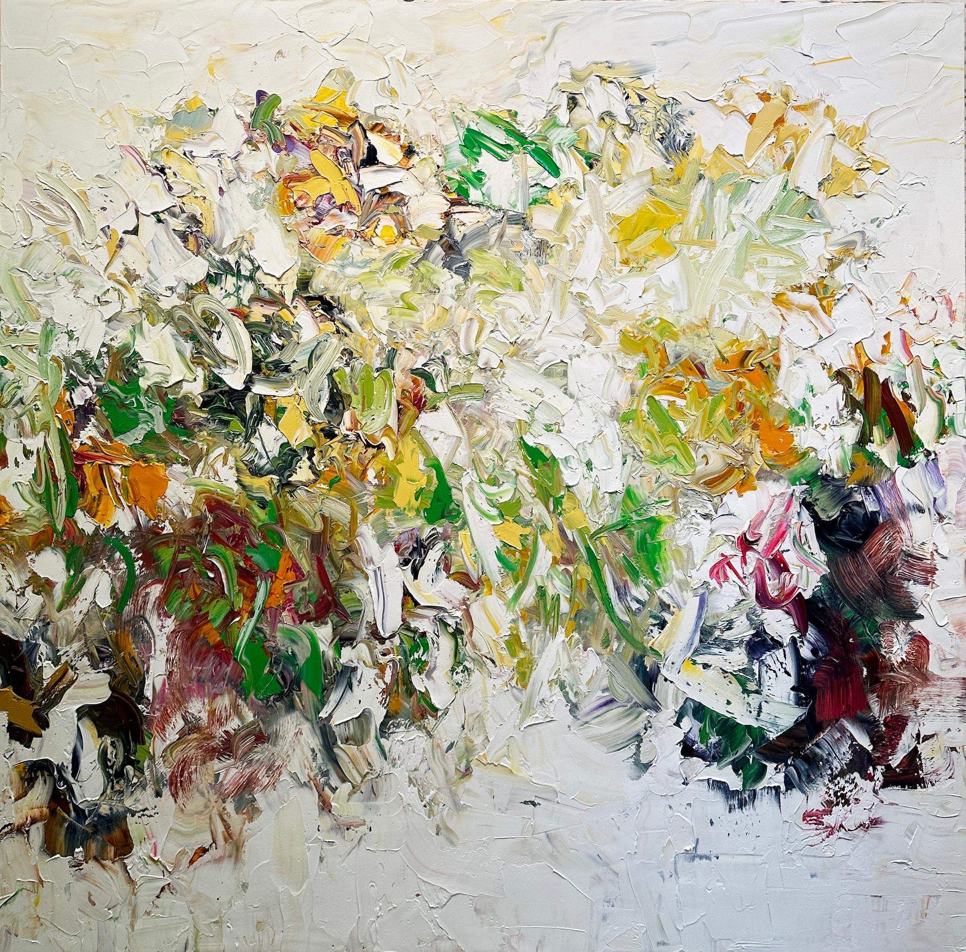 Chris Hayman Abstract Painting - Between Green 