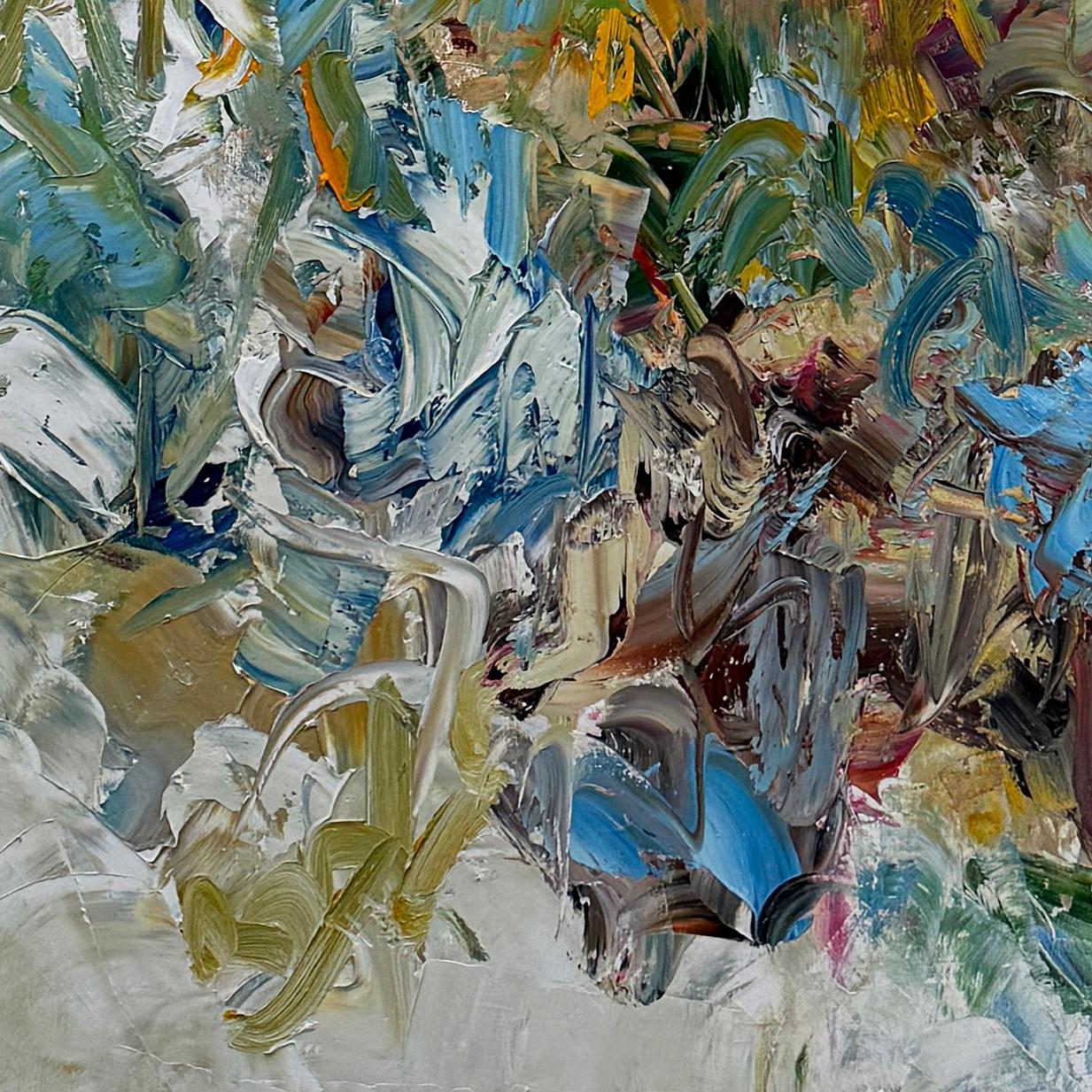 Les champs après la pluie - Gris Abstract Painting par Chris Hayman