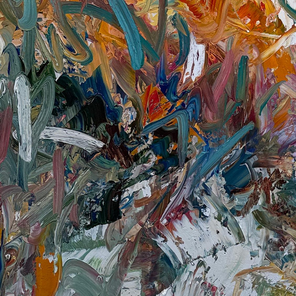 Poème du jardin - Marron Abstract Painting par Chris Hayman